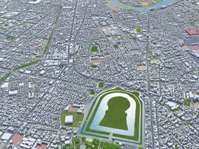 Sakai Japan 50km Low-poly 3D model