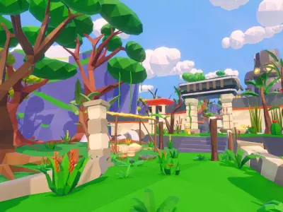 Low Poly Aztec Jungle - URP Refreshed Low-poly 3D model