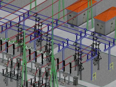 SCI FI Model 220kV Substation- Super Detailed Low-poly 3D model