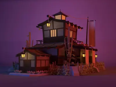 Samurai House Low poly Low-poly 3D model
