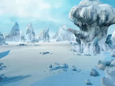 iceberg ice snow rocks ice land Low-poly 3D model