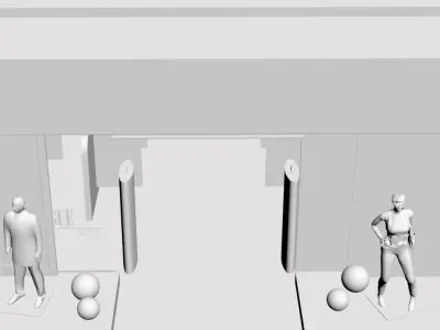 Shop window with low poly interior 3D model