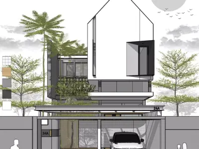 3D Model Modern Minimalist 2 Story House in Contemporary Style 3D model