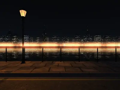 Skyline - City at Night Low-poly 3D model