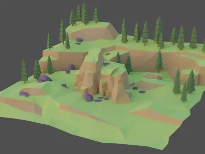 Landscape Forest Low-poly 3D model