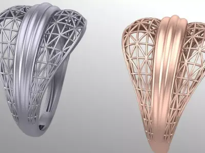 Net grid fusion gold ring 3D print model