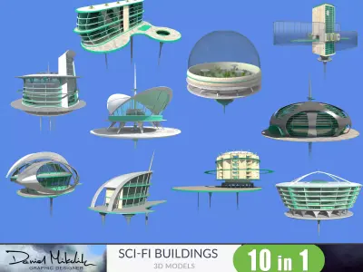 Futuristic Architecture Skyscrapers 3D Model Pack