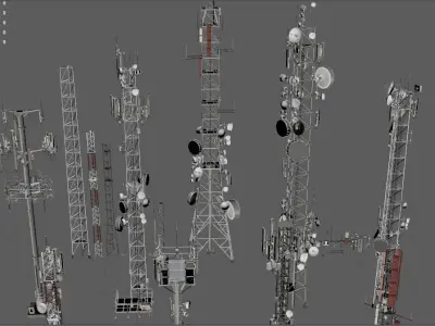 antennas-collection Low-poly 3D model