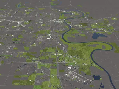 Omaha 50x50km 3D City Map 3D model