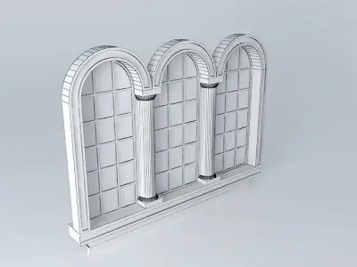 3 Narrow Arched windows 3D model