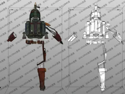 Star Wars Boba Fett Armor - DIY Cosplay Pepakura Foam Template Low-poly 3D model