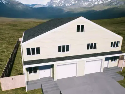 Symmetrical house with screen porches and a attic  3D model