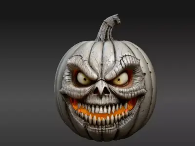 Evil Jack-O-Lantern Pumpkin 3D Model Solid Halloween Pumpkin  3D print model