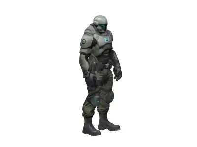 Futuristic Armored Soldier with Tactical Gear 3D model