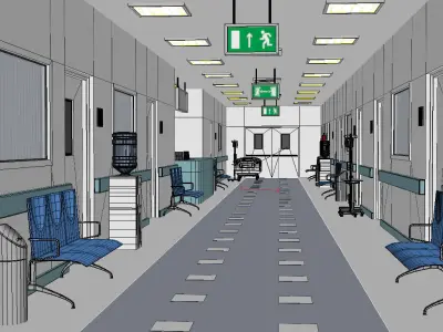 Hospital Hallway 3D model