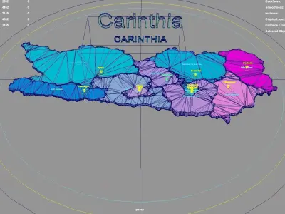 Carinthia  Austria map region geography political geographic 3D model