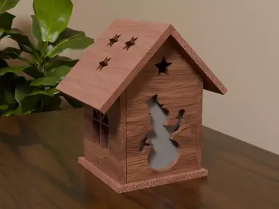 Tiny Cottage Christmas Projector Lamp Low-poly 3D model