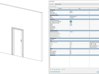 Door - Full Parametric Revit Family Low-poly 3D model