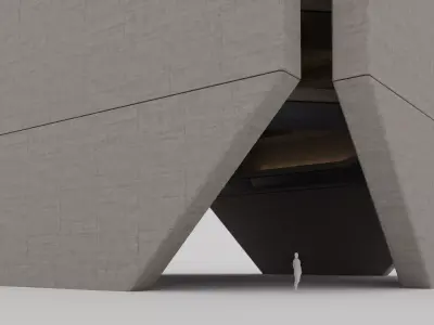 Brutalist Industrial Building 15 Low-poly 3D model