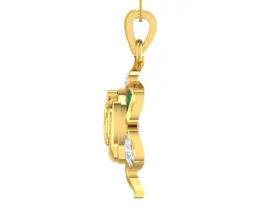 light weight yellow gold  diamond pendent -ZA PN 3174 3D print model