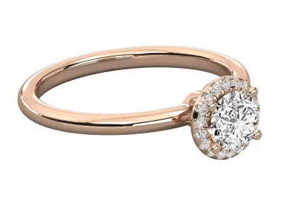 Classic Halo Diamond Engagement Ring CAD Design With Smooth Band 3D print model