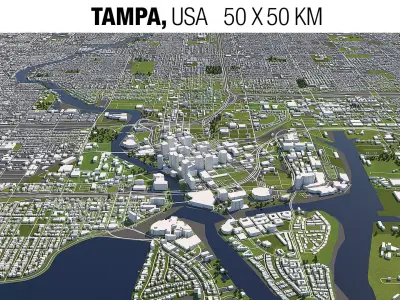 Tampa 50x50km 3D City Map 3D model