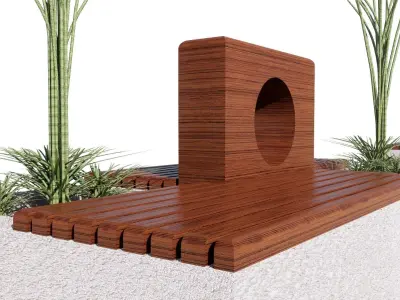 BENCH-2 PEIECES Low-poly 3D model