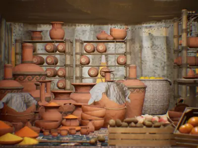 Middle Eastern Market 54 Assets Low-poly 3D model