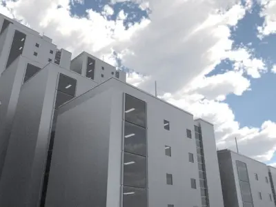 Residential Buildings Set Low-poly 3D model
