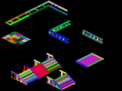 Game City Building - Staircase - Fence 2703 3D model
