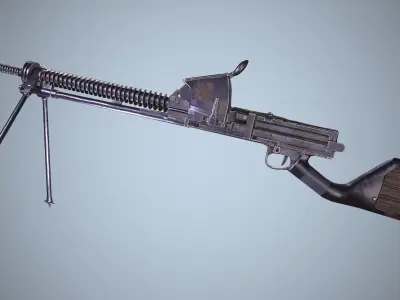 Type 11 Japanese light machine gun Low-poly 3D model