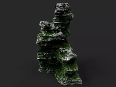 Mossy Cliff Rock 23-3 Low-poly 3D model