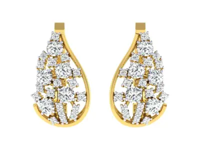 Light Weight Yellow Gold Diamond Earring EZ BI-25 3D print model