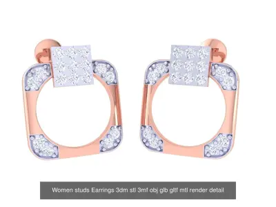 5 Geometric Women studs mesh Earrings 3dm stl 3mf obj glb 3D Model Pack purchase