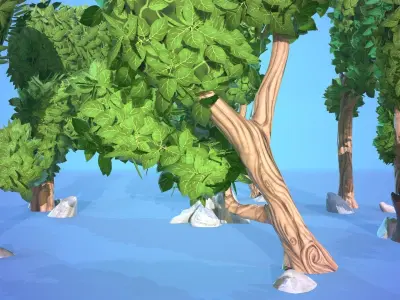 Stylized Foliage Pack - Trees and Rocks 3D model