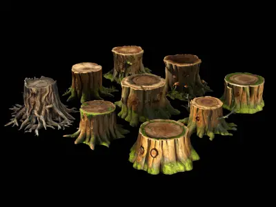 Tree Stumps Pack Low-poly 3D model