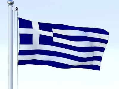 Animated Greece Flag Low-poly 3D model