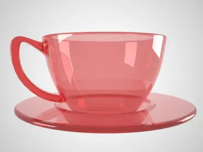 Coffee Cup Clear Glass Light Red Color 3D model