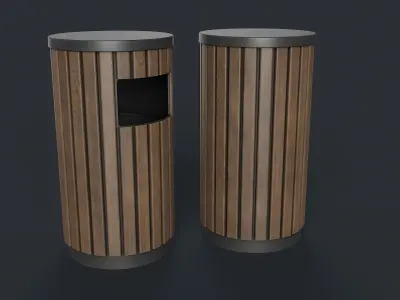 Street Trash Can 41 PBR Game Ready  Low-poly 3D model