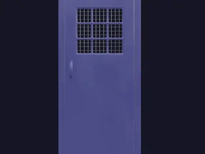 Clean Prison Door with Grid Window 3D model