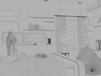 Natural Gaming Room Scene 3D Model Low-poly 3D model