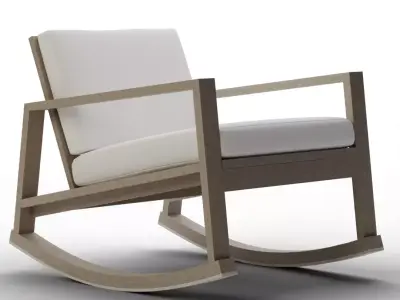 Indio FSC Eucalyptus Lounge Rocking Chair Frame Weathered Gray Low-poly 3D model