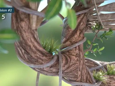 Subdivision LowPoly Fairy Treehouse Low-poly 3D model