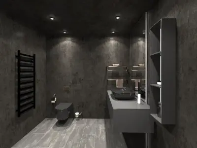 Black Bathroom Interior Design 3D Scene  3D model