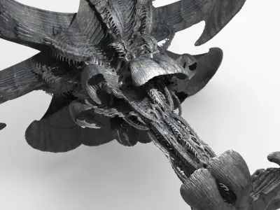 Xeno Inspired Spine Ship 3 ships 3D model