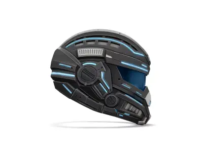 Sci Fi Soldier with Gun Low-poly 3D model