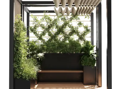 Landscape Furniture with Pergola and Roof-garden 19 Low-poly 3D model