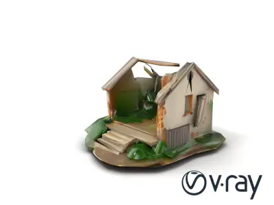 Dilapidated Forgotten House Remnant model pack Low-poly 3D model