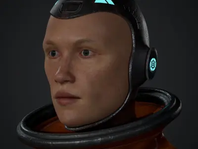 Space X Game Ready man in orange suit Low-poly 3D model