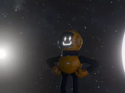 3D Lunar Space Robot Cartoon Low-poly 3D model